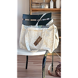 Alışveriş Çantası Ekru Nakışlı