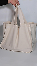 Alışveriş Çantası Natür renk 6 cepli